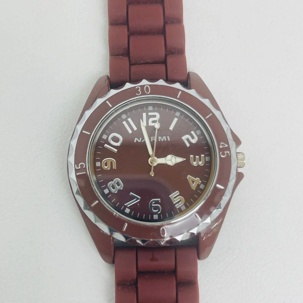 Narmi Wristwatch Unisex OS 12004 Brown Silicone Japan Untested